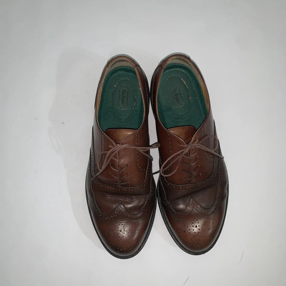 Rockport Shoes Mens Size 11 W Brown Leather Wingtip Brogue Dress Oxford Comfort
